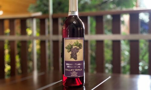 Wine bottle on table