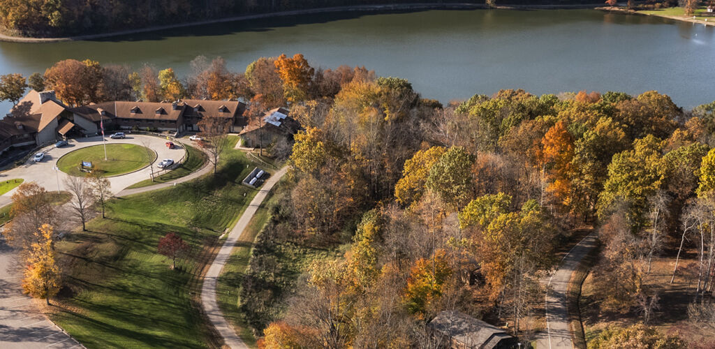 Aerial view of Burr Oak Lodge