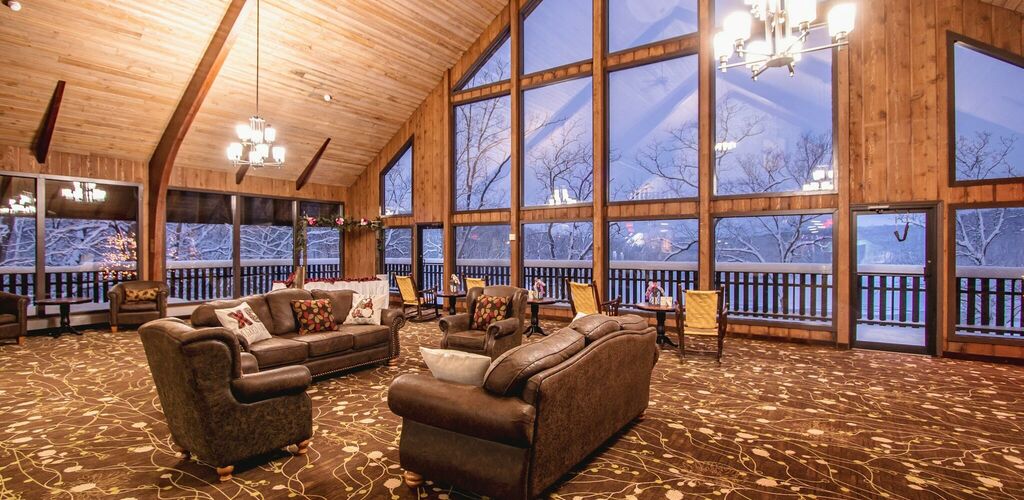 Burr Oak lobby during winter