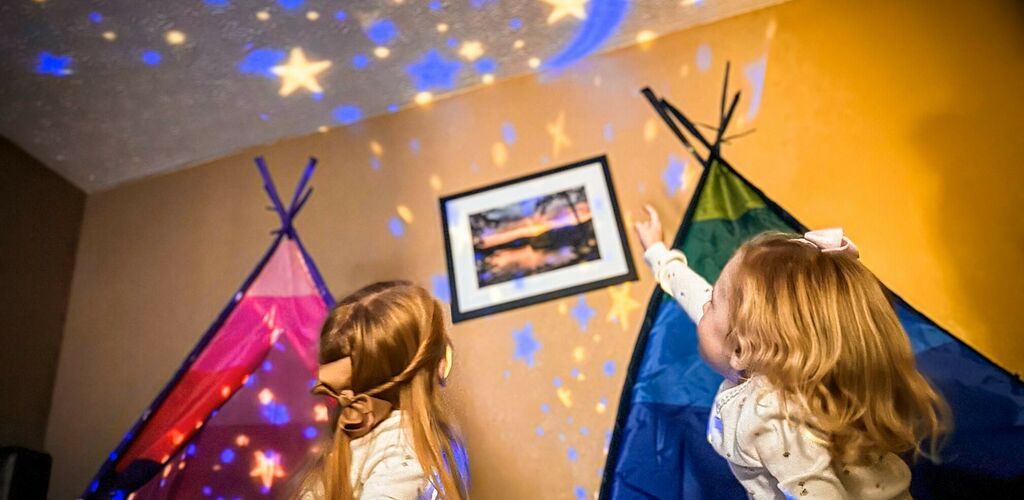 Two sisters enjoy glamping at Burr Oak State Park Lodge.