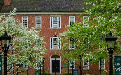 View of Campus Building in the spring